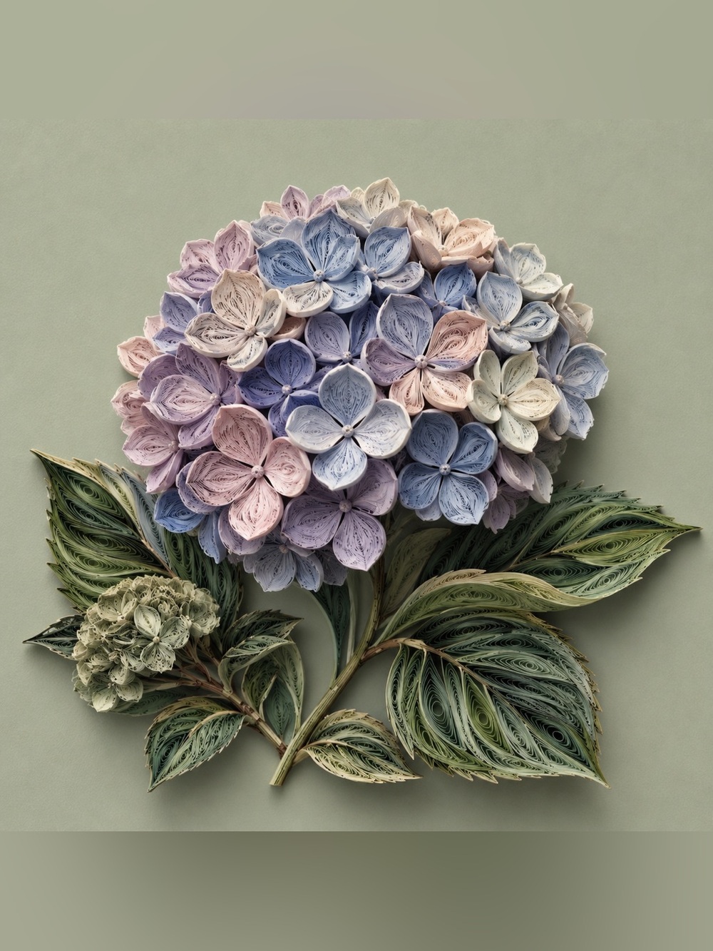 8x8 Black Framed Hydrangea Quilling Wall Art Print